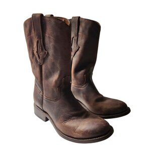 Resistol Ranch Roper Cowboy Western Boots Womens Size 7.5 B Dark Brown Leather